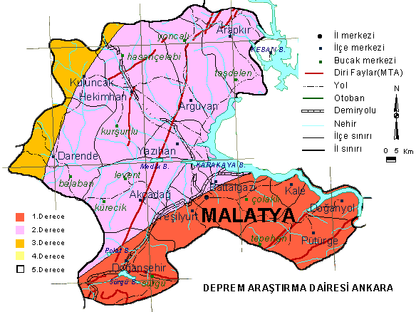 Malatya Deprem Haritası, Malatya Deprem Fay Hattı Haritası