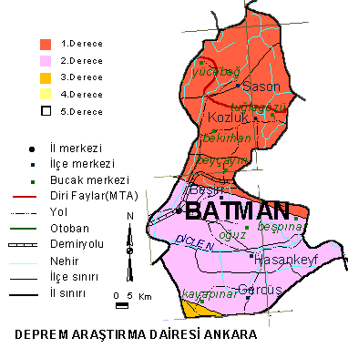 Batman li Deprem Haritas, Batman Deprem Fay Hatt Haritas