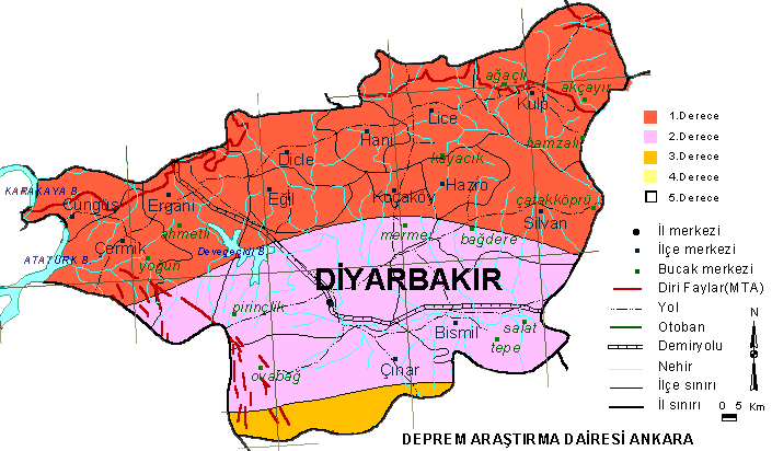 Diyarbakr li Deprem Haritas, Diyarbakr Deprem Fay Hatt Haritas